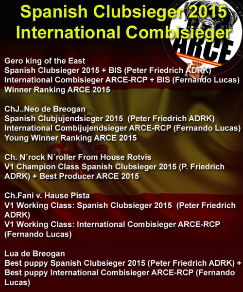Spanish Clubsieger 2015 International Combisieger. Rottweiler. Nuestros resultados en la Combisieger 2015.