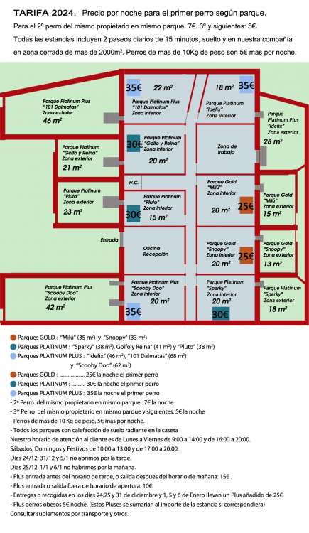 Tarifas 2024 de nuestra Residencia Canina La Cadiera en Avila