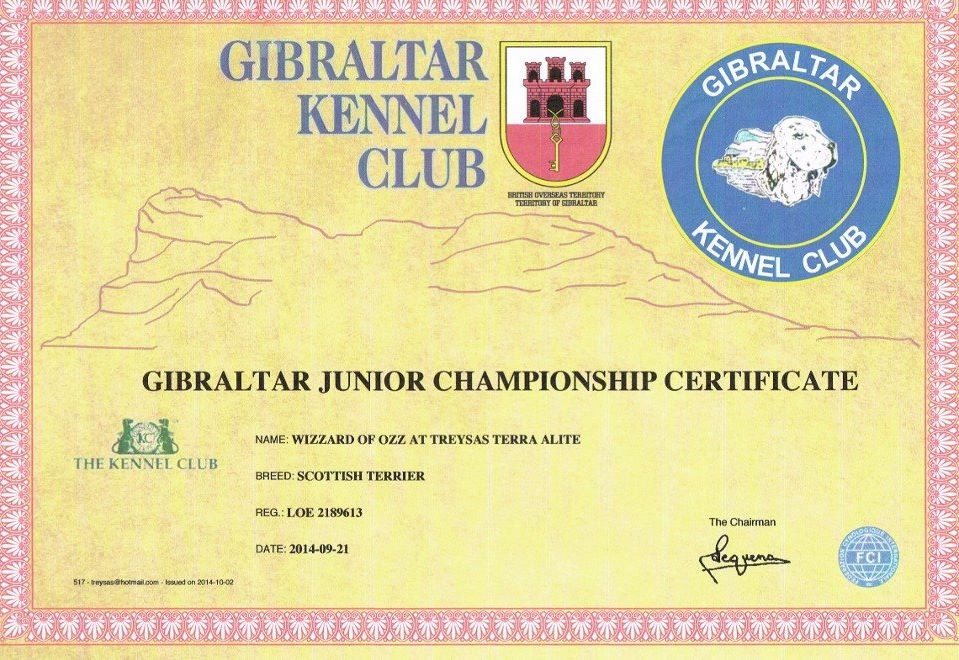 Titulo Ch. Gibraltar Wizzard of Ozz