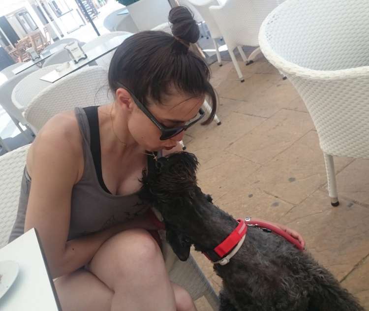 Kerry Blue Terrier.  Ch. Vin Diesel de La Cadiera con Myri.