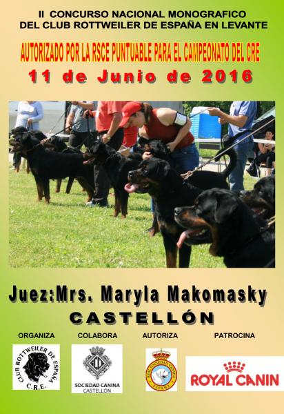 Rottweiler. Belleza. II CONCURSO MONOGRÁFICO NACIONAL (Castellón   España)