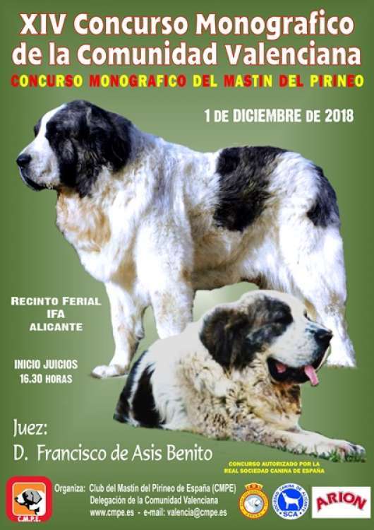 XIV CONCURSO MONOGRÁFICO DE LA COMUNIDAD VALENCIANA DEL MASTÍN DEL PIRINEO