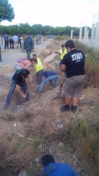 Asociaciones Animalistas desenterrando escombros de una gatera