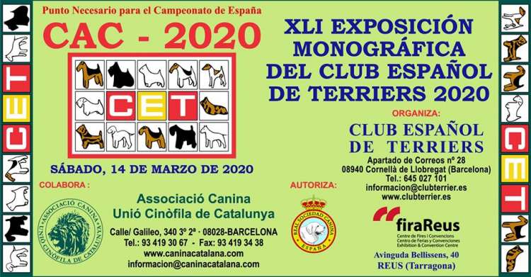 CLUB ESPAÑOL DE TERRIERS - Belleza. XLI EXPOSICIÓN MONOGRÁFICA DEL CLUB ESPAÑOL DE TERRIERS  (Tarragona   España)