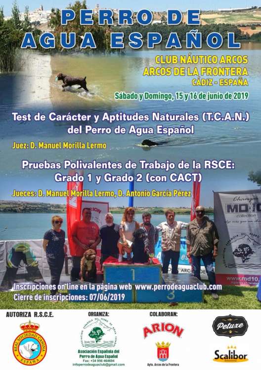 Trabajo. TCAN y Pruebas Arcos 2019 del perro de agua español (Cádiz   España)