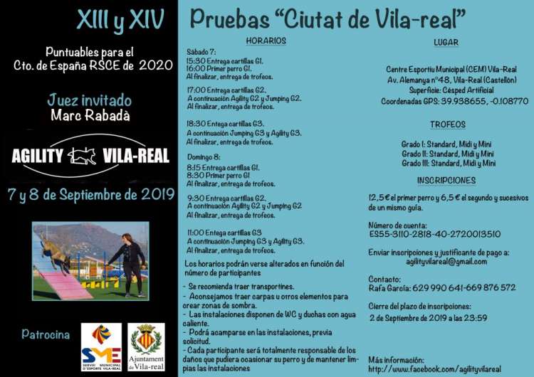 Agility. XIII y XIV Pruebas de Agility Ciutat de Vila real (Castellón   España)