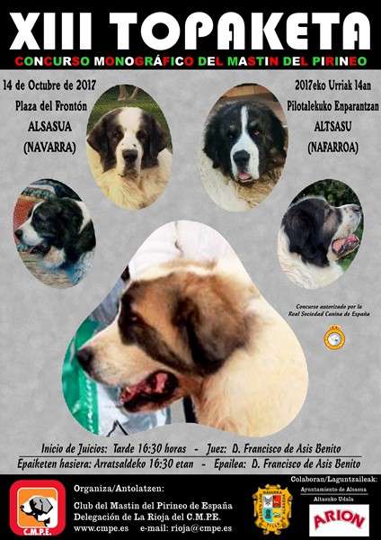 CLUB DEL MASTÍN DEL PIRINEO DE ESPAÑA - Mastín del Pirineo. Belleza. XIII TOPAKETA  CONCURSO MONOGRÁFICO DEL MASTÍN DEL PIRINEO (Navarra   España)