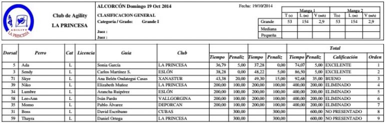 GRADO I (Grande I)(Domingo 19 de Octubre). 