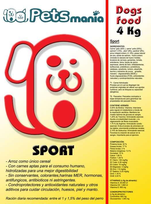 PETSmanía Food. Sport 4Kg. Pienso para perros.