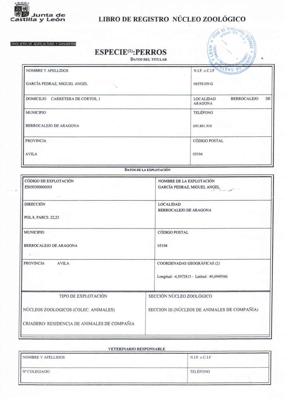 Nucleo Zoológico nº ES05030000005